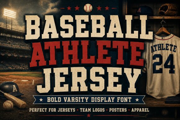 Baseball Athlete Jersey Font for Crafters