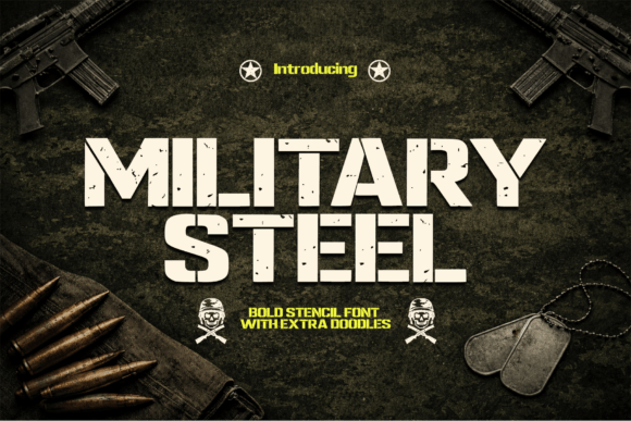 Military Steel Font Review: Bold Stencil Typography