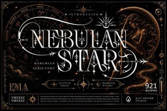 Nebulan Star Typeface for Mystical Branding