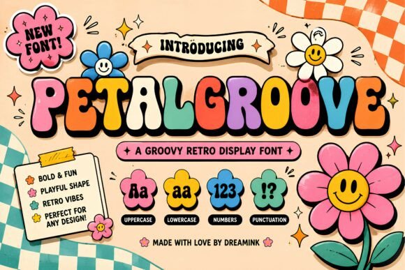 Petal Groove Typeface for Retro Campaigns