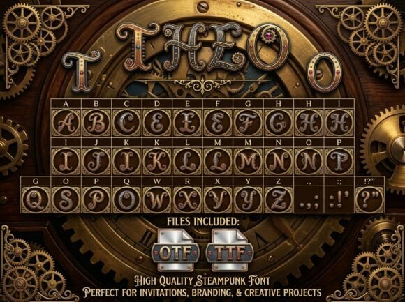 Theo: A Steampunk Display Font for Editorial Design
